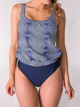Bomain Green Grafic Navy-Blau Tankini Set
