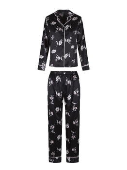 LingaDore Nacht SATIN Schwarz/Print Pyjama