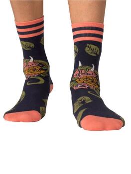 Muchachomalo Leaves Navy-Blau/Print Socks