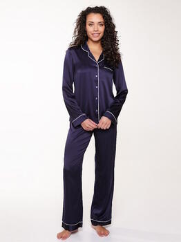 LingaDore Nacht Blue Ribbon Navy-Blau Pyjama