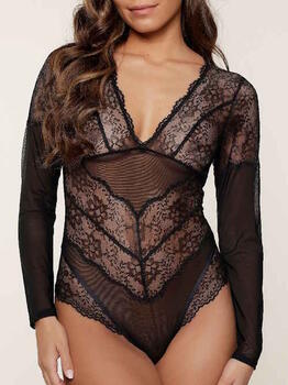 LingaDore Long Sleeve Body Schwarz Korselett