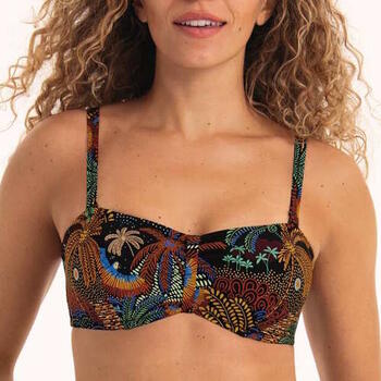 Rosa Faia Bademode Ella Schwarz/Print Unwattierter Bikini BH