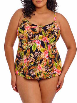 Elomi Schwimmen Tiger Valley Schwarz Tankini Top