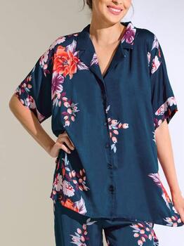 Lisca Amaryllis Navy-Blau Pyjama-Shirt
