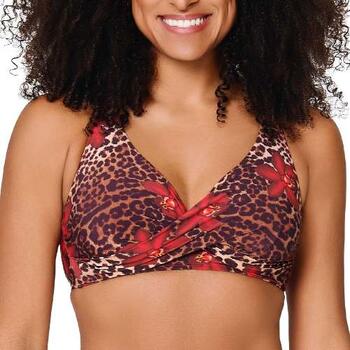 LingaDore Strand Leopard Flower Rot Unwattierter Bikini BH