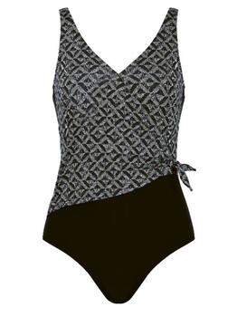 Naturana Badmode Dames Schwarz/Print Badeanzüge