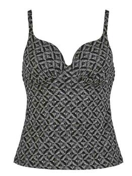 Naturana Badmode  Schwarz/Print Tankini Top
