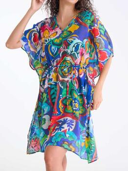 Lisca Bademode Mexico Blau/Print Kaftan