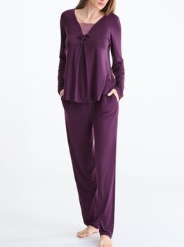 Lisca Nachtmode Velvet Violett Pyjama