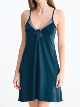 Lisca Nachtmode Velvet Blau Nachtkleid