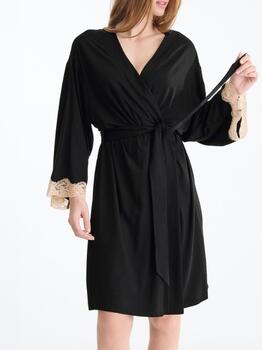 Lisca Nachtmode Tania Schwarz Kimono