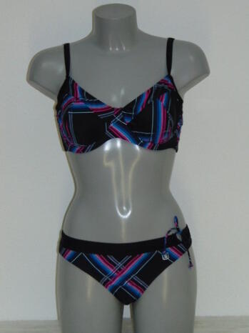 SHIWI GABY Black/Blue/Pink Soft-Cup Bikinitop + Brief