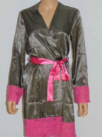 SAPPH SUPER SEXY KIMONO SATIJN Khaki/Pink