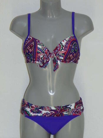NICKEY NOBEL PAISLEY White/Paars/Print Padded Bikinitop + Brief 