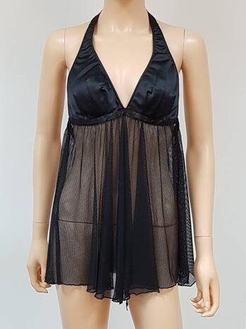 DDO Special FISHNET+SATIN Sexy Night dress black