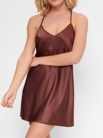 LINGADORE NIGHT BROWN DOTS Brown Slipdress