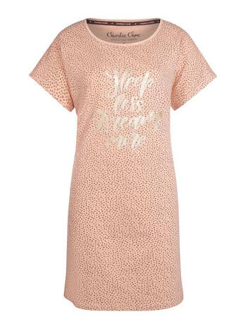 Charlie Choe Dames T- Howdy Nachthemd Oranjeroze Stippen