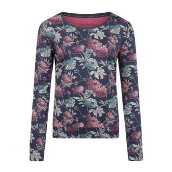 Charlie Choe Cold Days Pyjama Shirt Donkerblauw Bloem