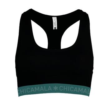 Chicamala Ladies racer back Solid Black/Green