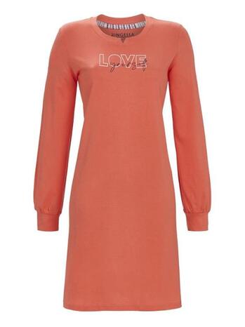 Ringella Dames Sleepshirt mit Letterprint und Strickbündchen Geranium 5511043-333