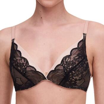 Chantelle Midnight flowers Plunge t-shirt bra Zwart