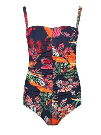Mila N-paradise Ladies Swimsuit Strapless Gathering Navy + Orange