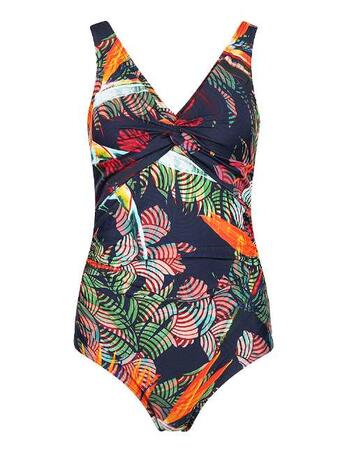 Mila N-paradise Ladies Swimsuit Twisted Cup Navy + Orange