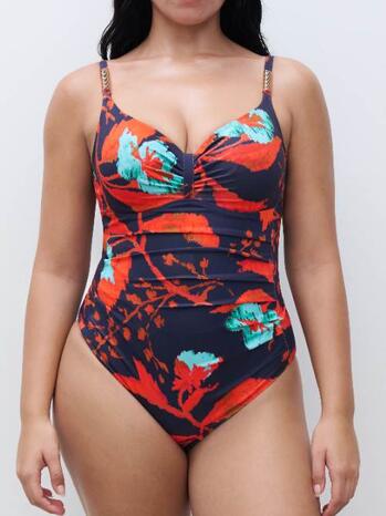 Chantelle Badmode Icon Covering underwired swimsuit Ink Flowers
