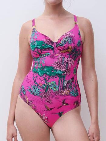 Chantelle Badmode Sauvage Covering underwired swimsuit Pink Jungle