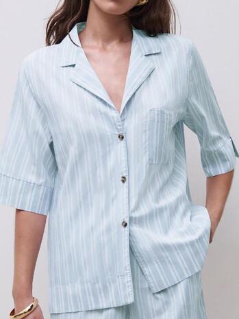 Chantelle Nachtmode Myth SS Shirt Jacquard Blue