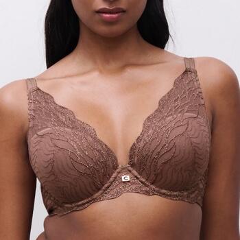 Chantelle Vibe Plunge t-shirt bra Cinnamon lurex