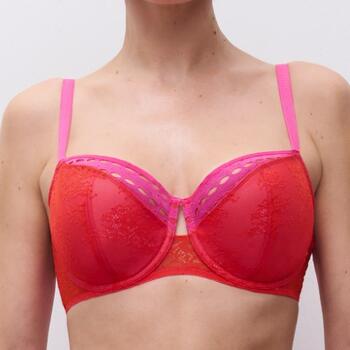 Chantelle Poison Half-cup foam bra Flame Red / Fuchsia Purple