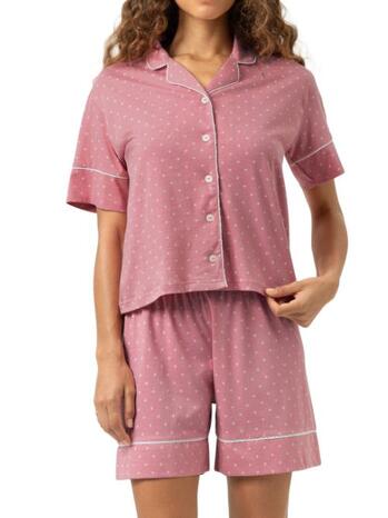 Mey Nachtmode Crochet Dots pyjama short pant, short sleeve soft rosewood