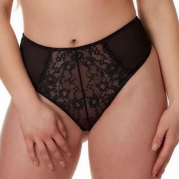 After Eden D-Cup and Up Bo High waist string in recycled fabric and lace Black