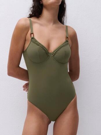 Chantelle Badmode Serenita Plunge underwired swimsuit Cypress