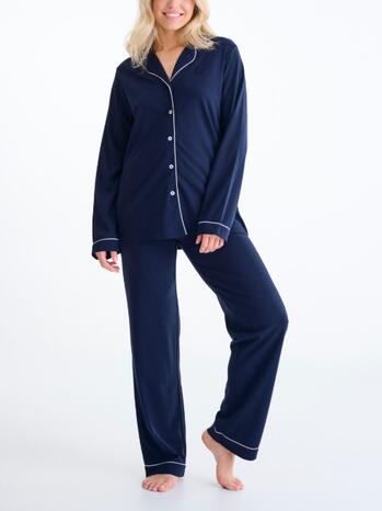 Lisca Nachtmode Tara Pyjama Met Blouse En Broek Midnight Blue