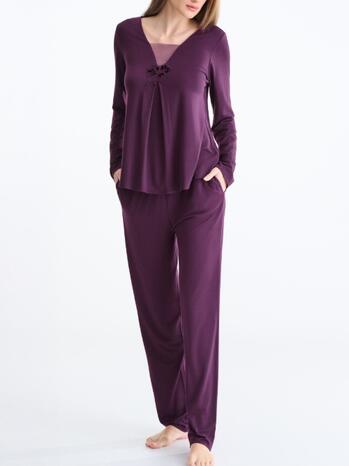 Lisca Nachtmode Velvet Luxe Pyjama Met Shirt En Broek Shadow Purple