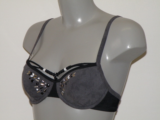 Marlies Dekkers Bademode Beads grau/schwarz unwattierter bikini bh