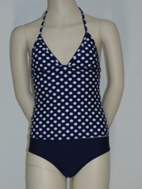 Brüste und Unterhosen Beach navy-blau/weiß tankini set