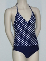 Brüste und Unterhosen Beach navy-blau/weiß tankini set