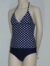 Brüste und Unterhosen Beach navy-blau/weiß tankini set