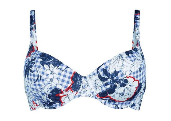Rosa Faia Bademode Federica blau/print unwattierter bikini bh