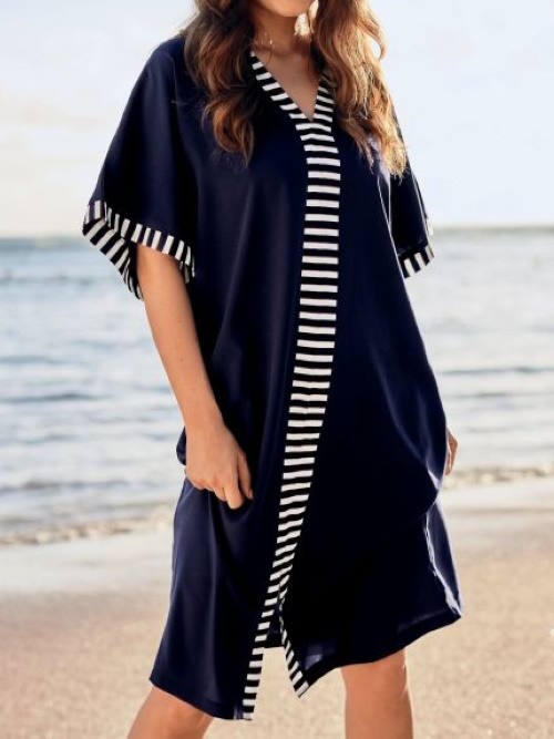 Anita Bademode Morella navy-blau/weiß strandkleid