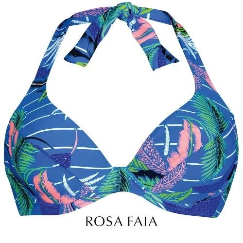 Rosa Faia Bademode Amira blau/print unwattierter bikini bh