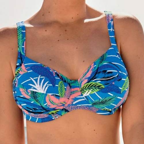 Rosa Faia Bademode Sibel blau/print unwattierter bikini bh