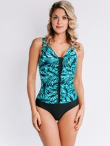 Bomain Green Flower schwarz tankini set
