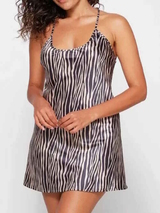 LingaDore Nacht Striped Zebra schwarz/print slipdress