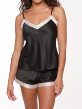 LingaDore Nacht Simple Satin schwarz/elfenbein shortama