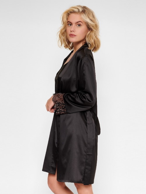 LingaDore Nacht In love with embroidery schwarz/kupfer kimono