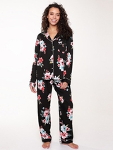 LingaDore Nacht Blossom schwarz/print pyjama